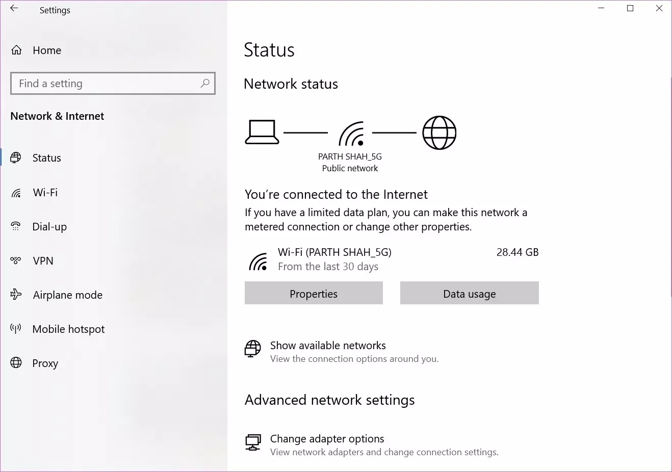 Đã kết nối vào internet