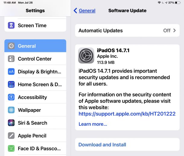 iOS 14.7.1 và iPadOS 14.7.1