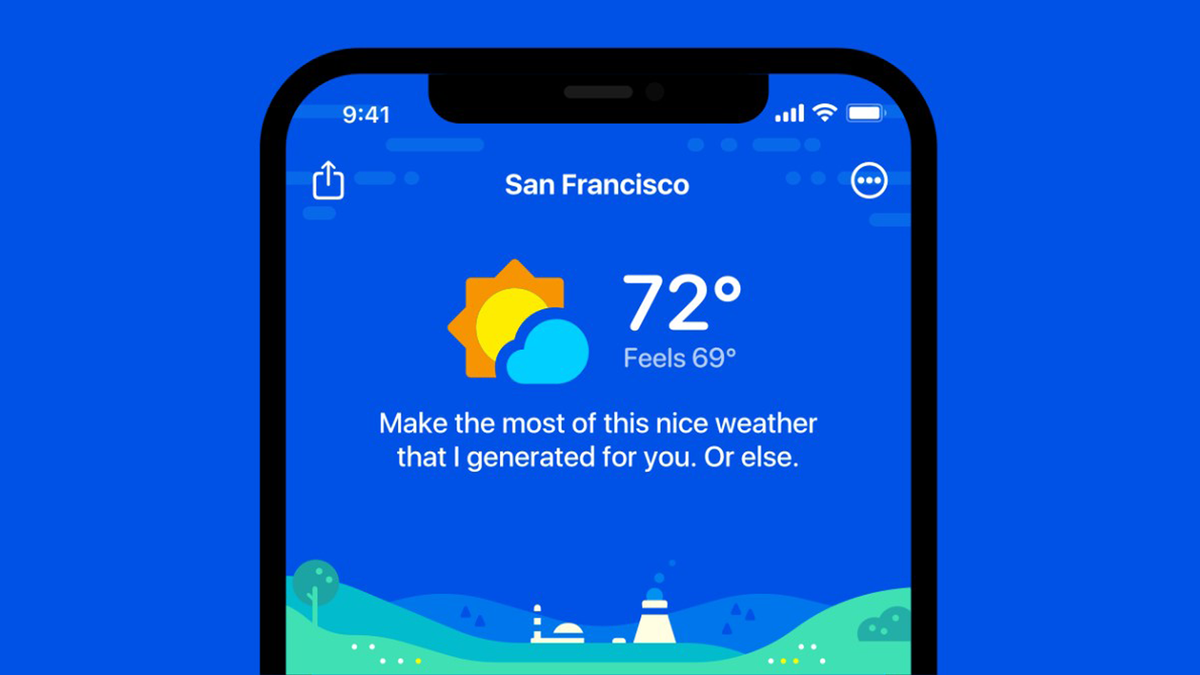 Thông tin thời tiết từ ứng dụng hiển thị trên màn hình điện thoại thông minh