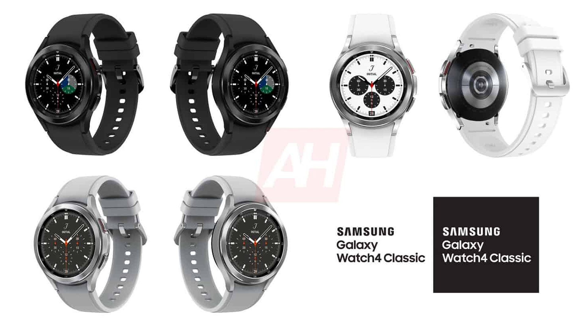 Galaxy Watch 4 bị rò rỉ hiển thị với các màu đen, trắng và bạc.