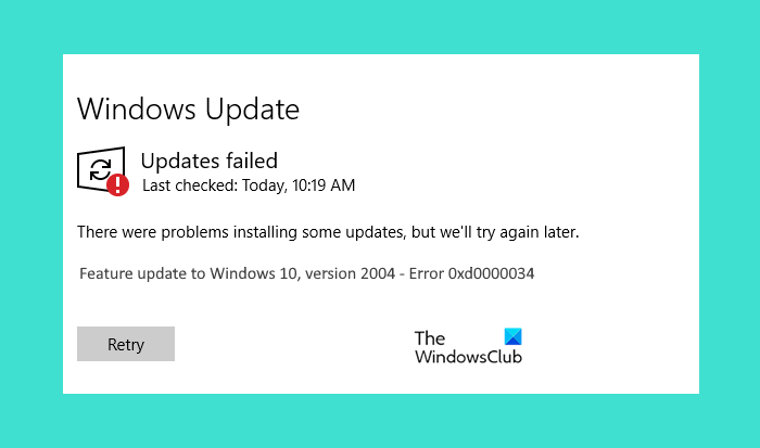 Lỗi cập nhật Windows 0xd0000034