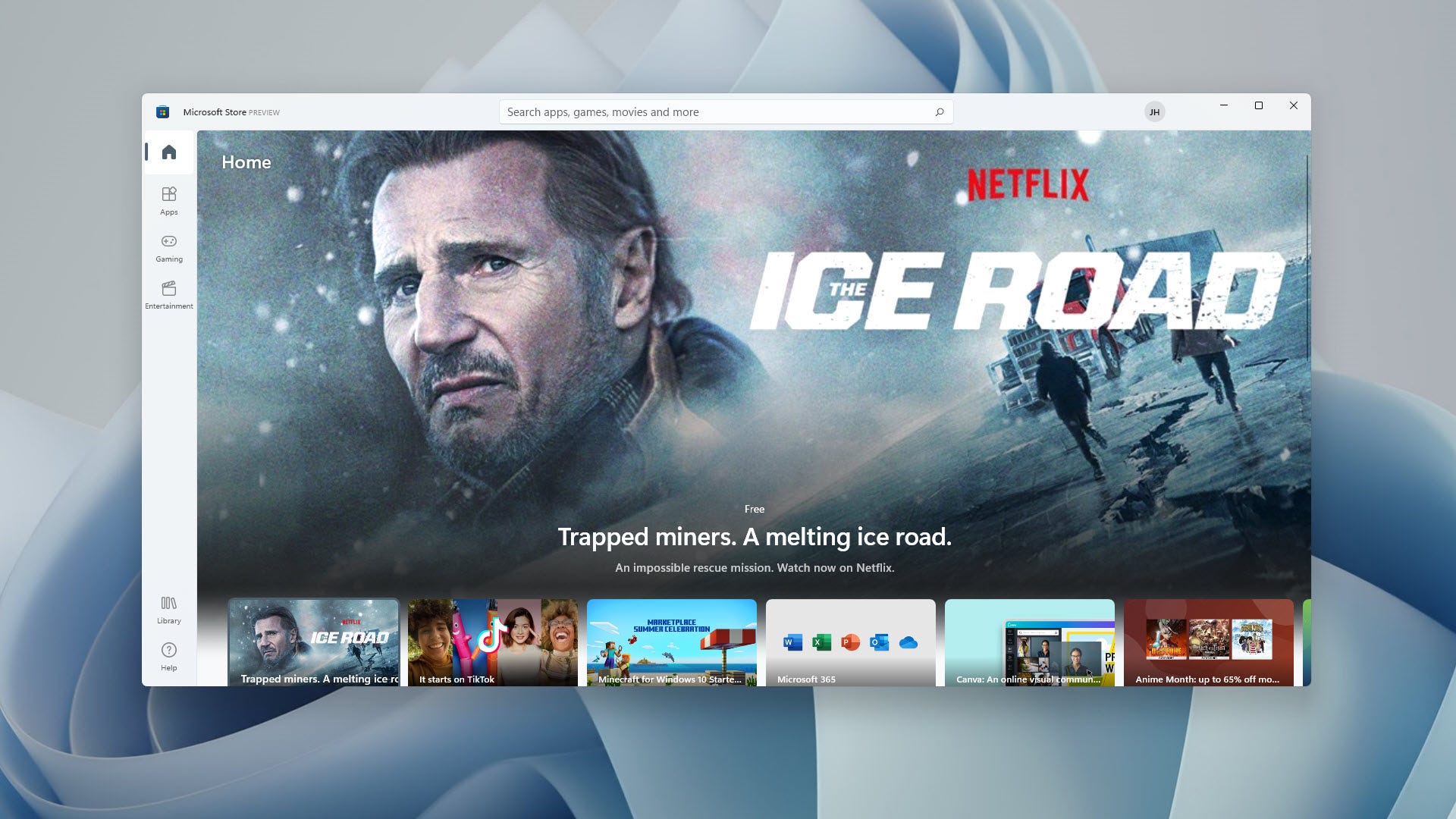Cửa hàng Microsoft được tân trang lại hiển thị menu Netflix.