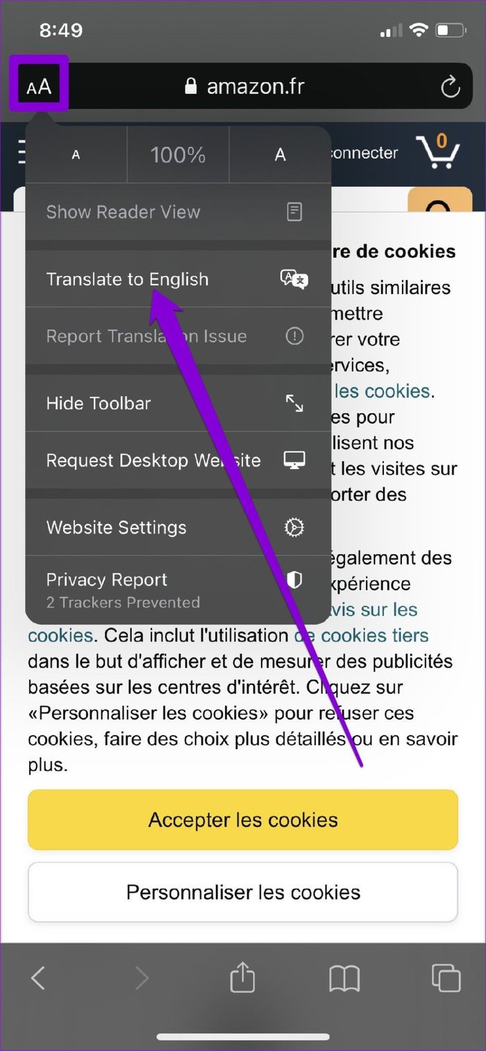 Translate Web Page in Safari