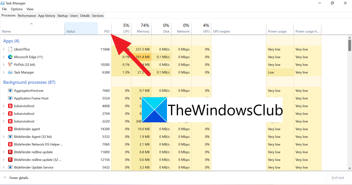 Process ID trong Task Manager