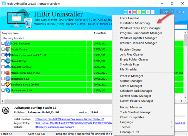 Hibit Tools Menu