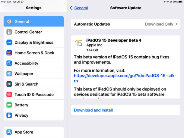 iOS 15 beta 4 và iPadOS 15 beta