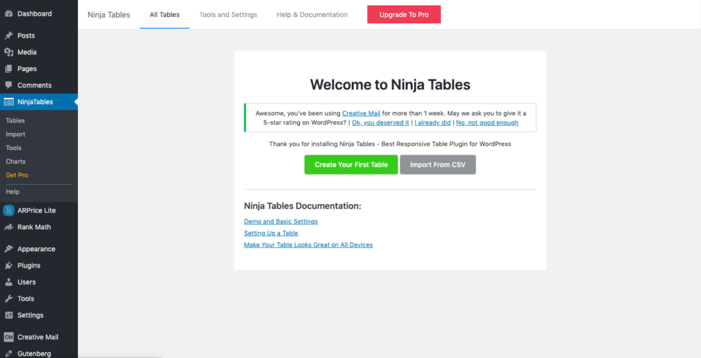 wordpress table plugin