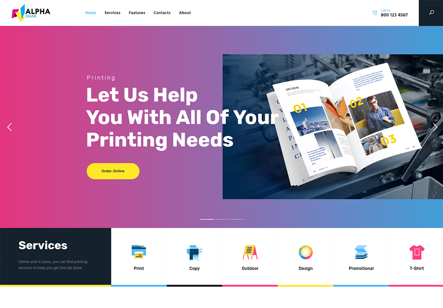 AlphaColor | Type Design & Printing Services WordPress Theme + Elementor