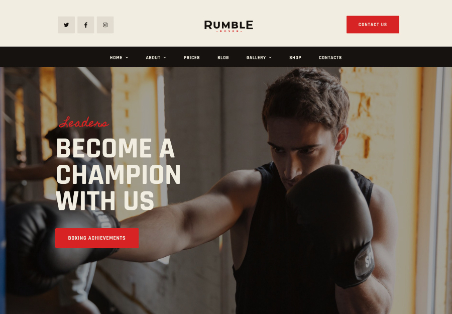 Rumble | Boxe e artes marciais mistas de luta WordPress Tema