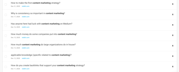 Uma imagem mostrando as perguntas do BuzzSumo e um instantâneo dos resultados do marketing de conteúdo.