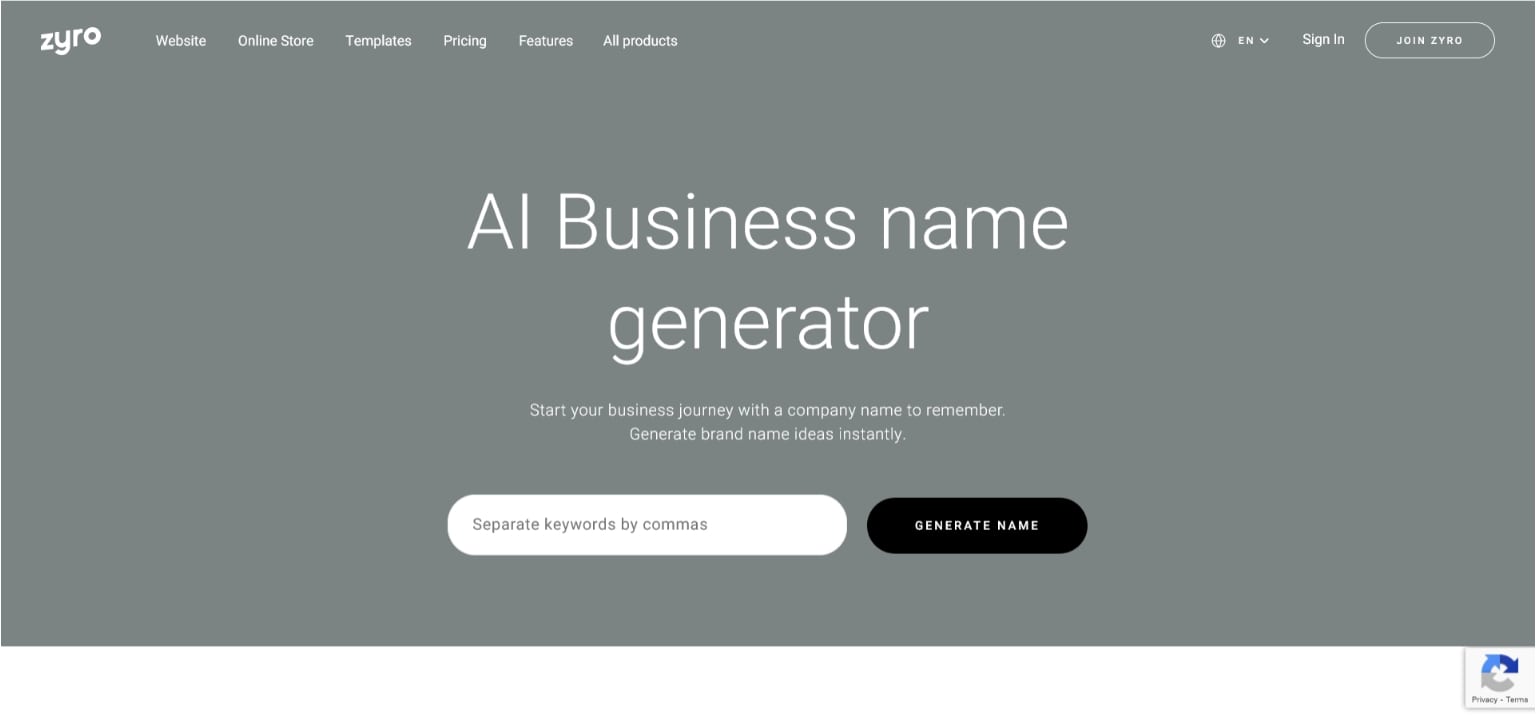 Zyro business generator