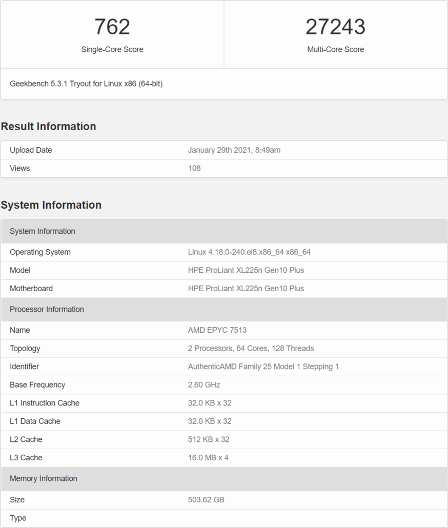 CPU AMD EPYC 7513 32 Core e 64 Thread em 2P HPE Server Zen 3 Milan