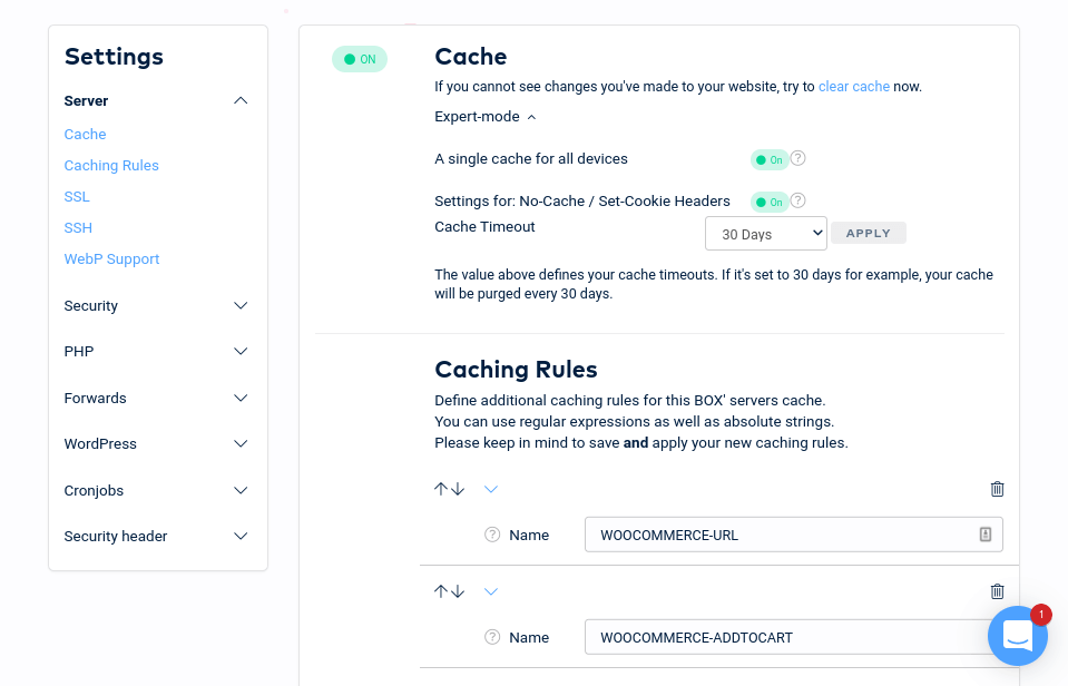 Raidboxes-Configurações de cache