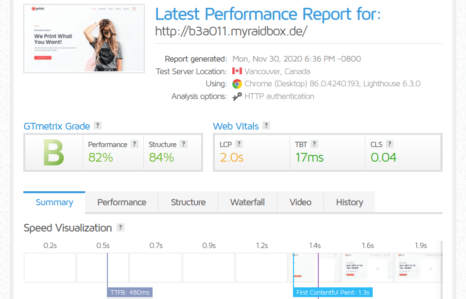 Raidboxes-GTmetrix Results