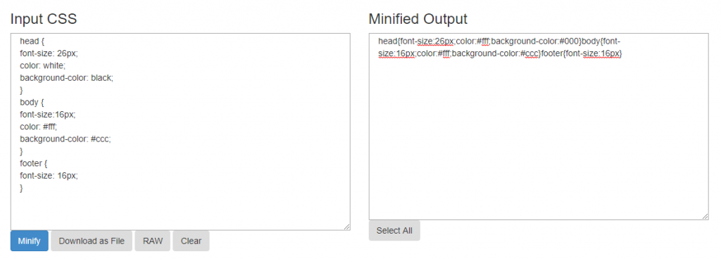 Minificação CSS