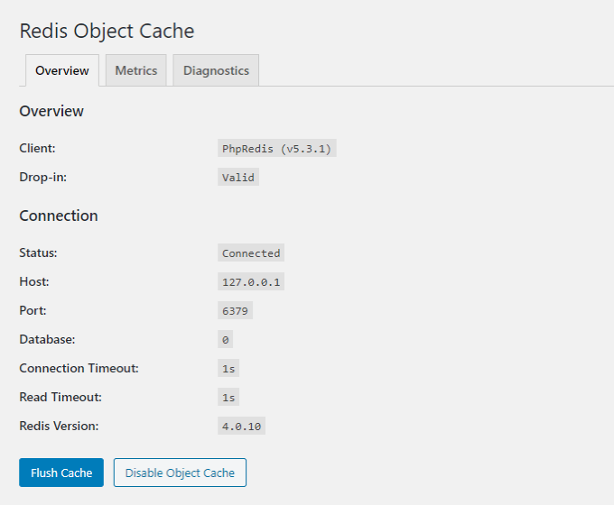 Redis Object Cache