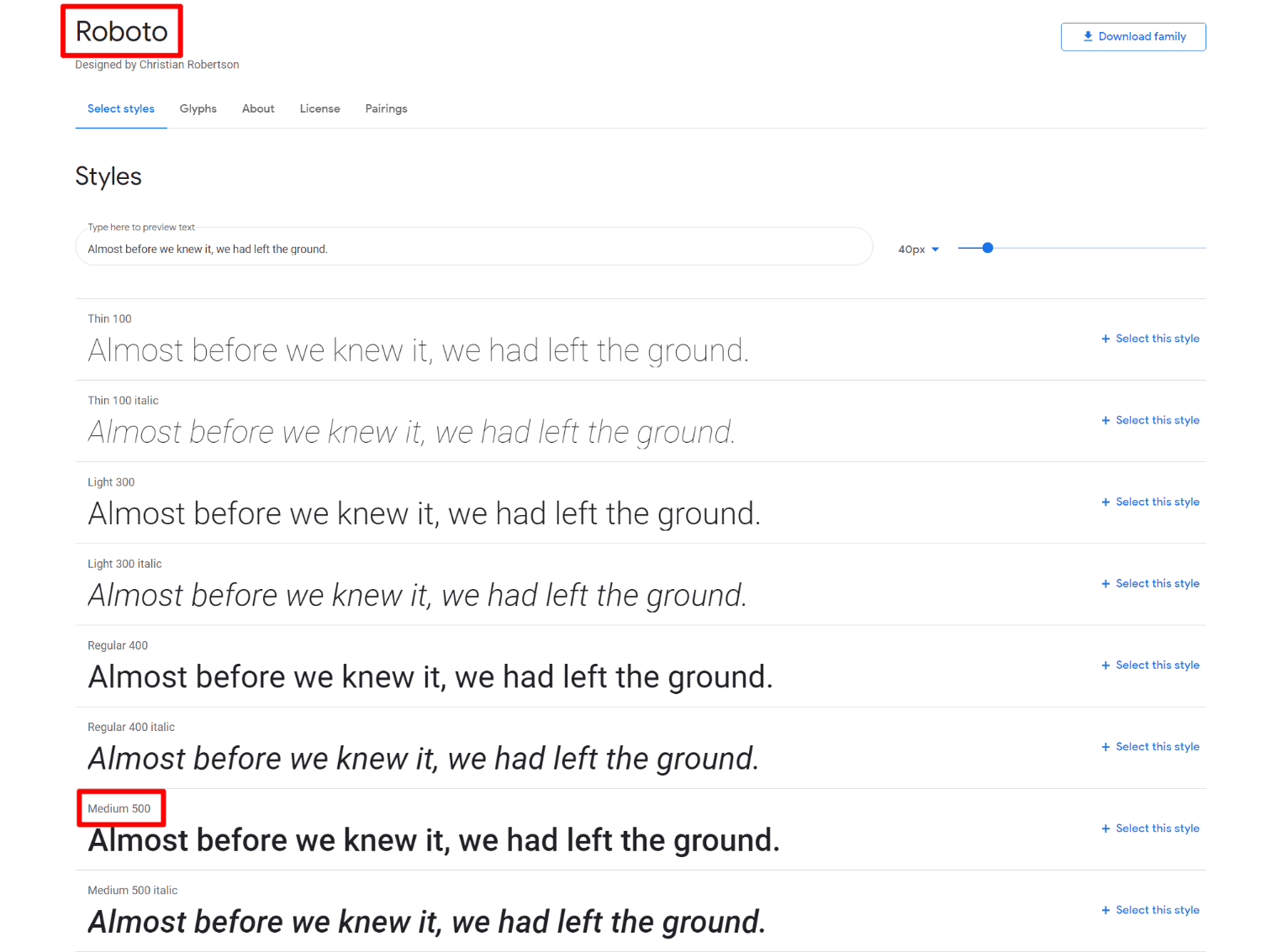 Escolha fontes do Google Fonts