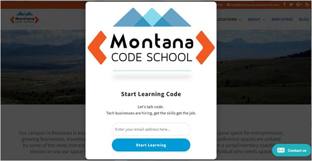 Montana Code School popup