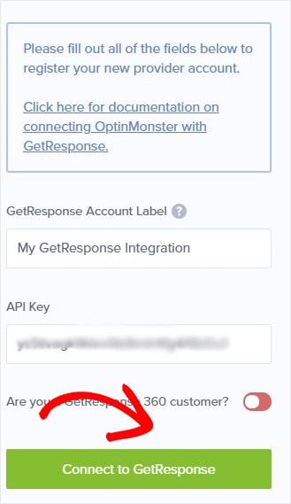 Conectar GetResponse a OptinMonster