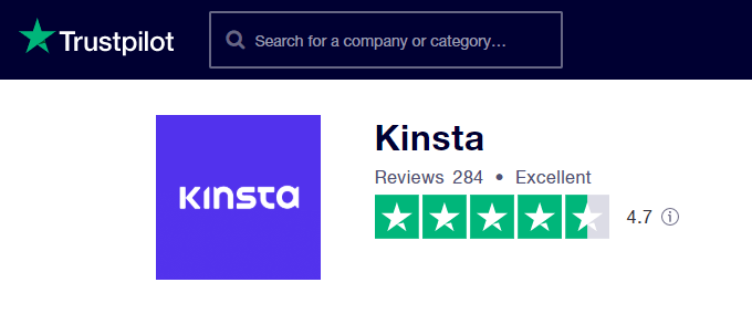 Kinsta TrustPilot Reviews