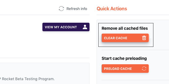 Limpar cache no plugin WP Rocket premium.