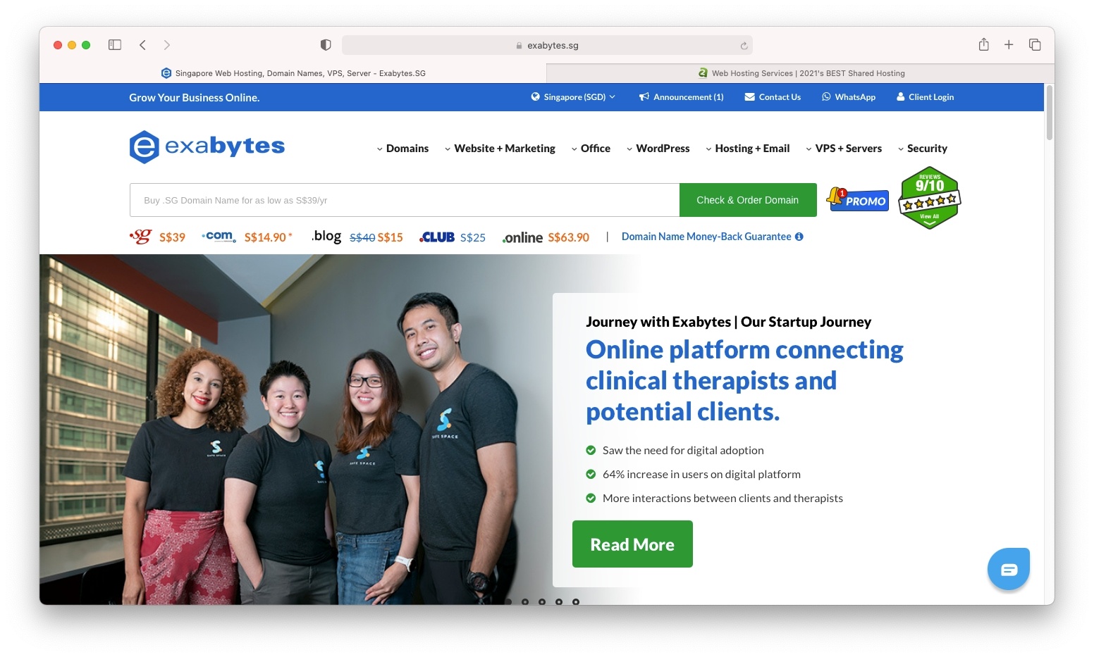 A melhor hospedagem na Web em Singapura inclui a empresa local Exabytes