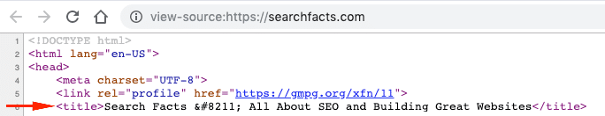 meta-título de código-fonte HTML