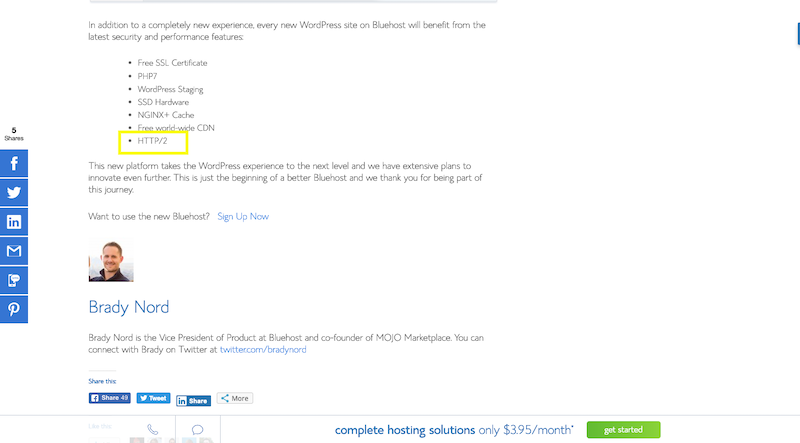 Bluehost HTTP: 2