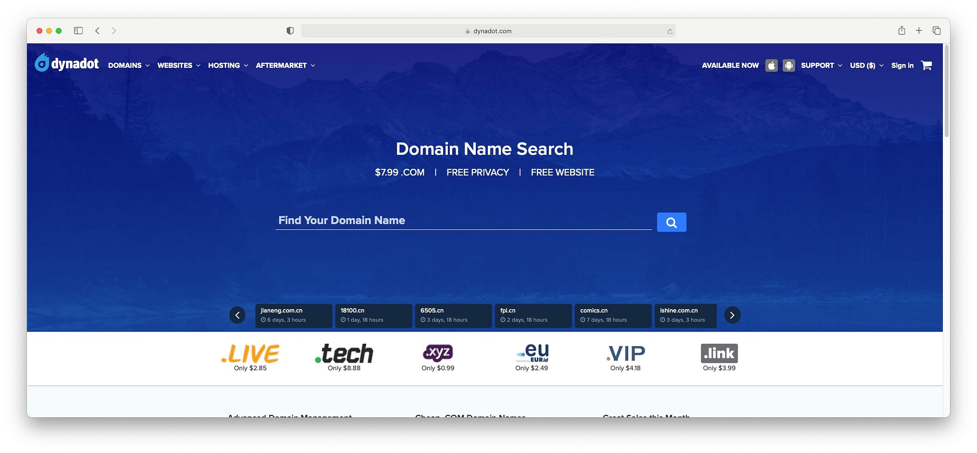 Dynadot offer cheap domains.
