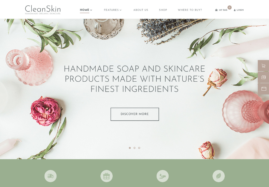 CleanSkin | Orgânico feito à mão Tema WordPress da loja de sabonetes e cosméticos naturais