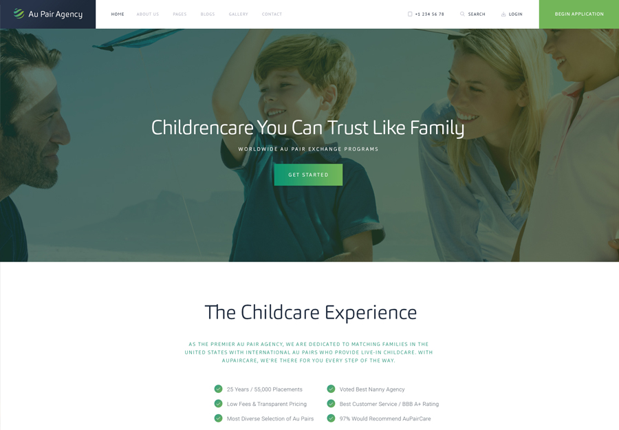 Au-Pair-Babysitting & Nanny Agency WordPress Theme