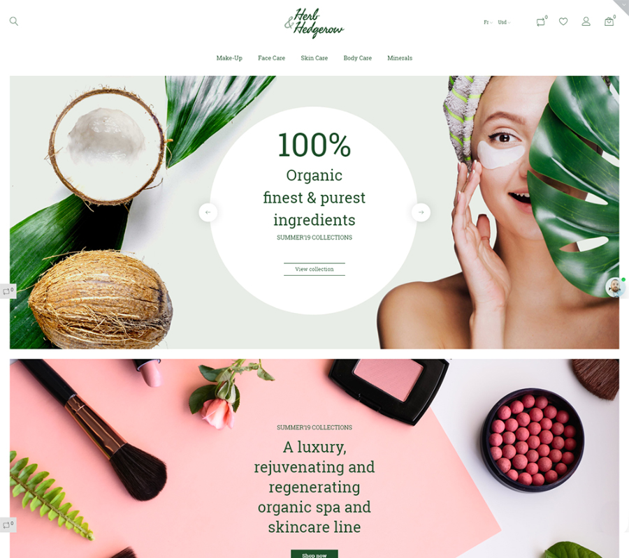 Herb and Hedgerow-Organic Cosmetics Store Bootstrap Clean Ecommerce PrestaShop Theme