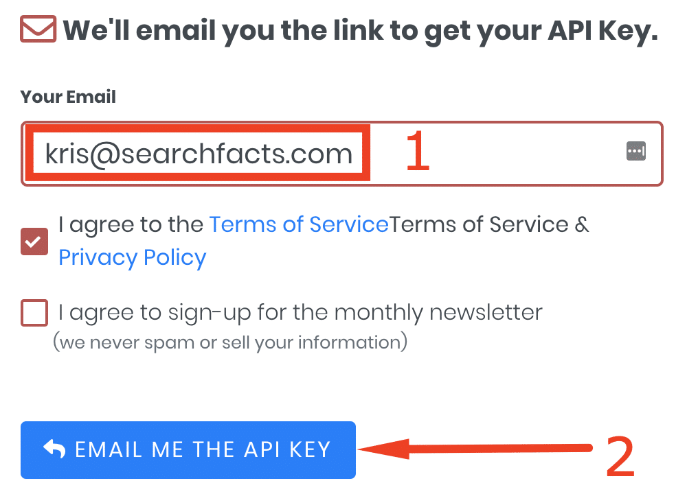 Inscreva-se para chave de API