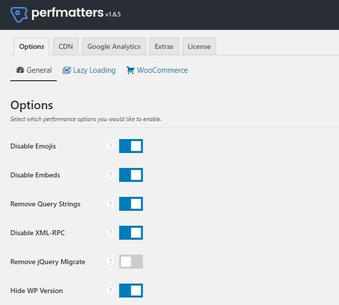 Perfmatters Dashboard