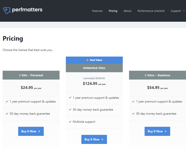 Perfmatters Pricing