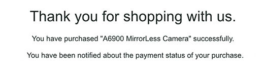 Página de sucesso de pagamento