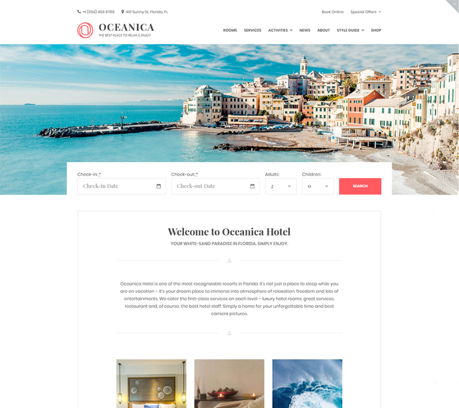 Oceanica-Hotel Booking WordPress Theme