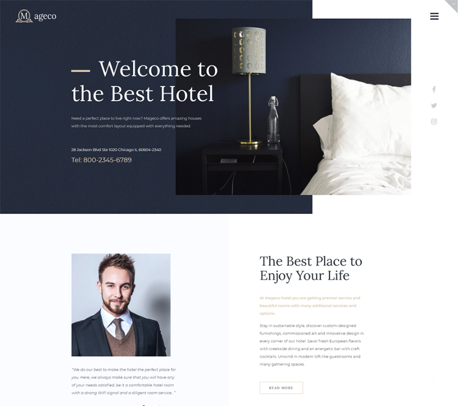 Mageco-Hotel Multipurpose Minimal Elementor WordPress Theme