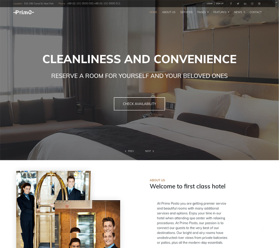 Primo-Hotel Elementor WordPress Theme