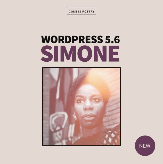 WordPress 5.6 Simone com uma foto de Nina Simone