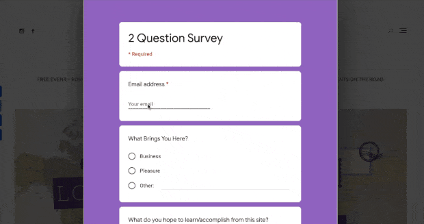 Popup HTML personalizado com Formulários Google
