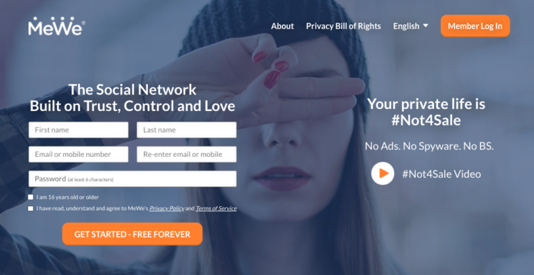 MeWe é uma rede social alternativa focada na privacidade do usuário.