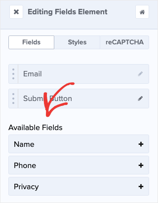 campos disponíveis para optinmonster mobile popup input fields