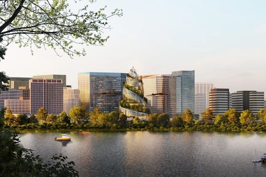 Conceito de construção da sede da Amazon em Arlington. Conceito de construção da sede da Amazon em Arlington.