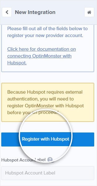 Registrar HubSpot em OptinMonster