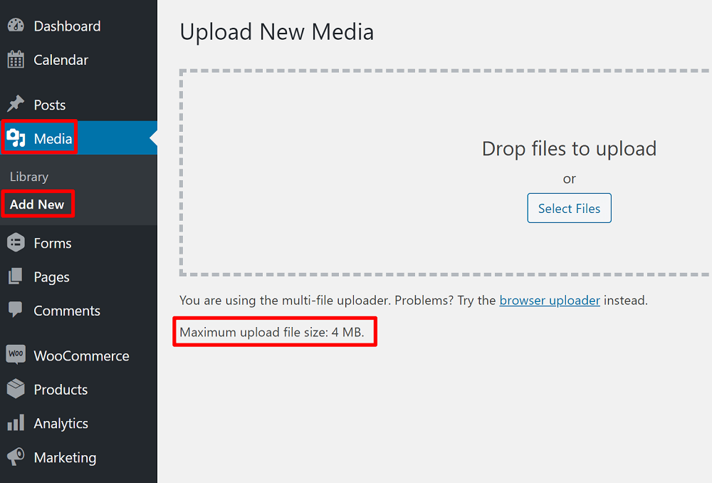 Como verificar o tamanho máximo para upload de arquivo no WordPress