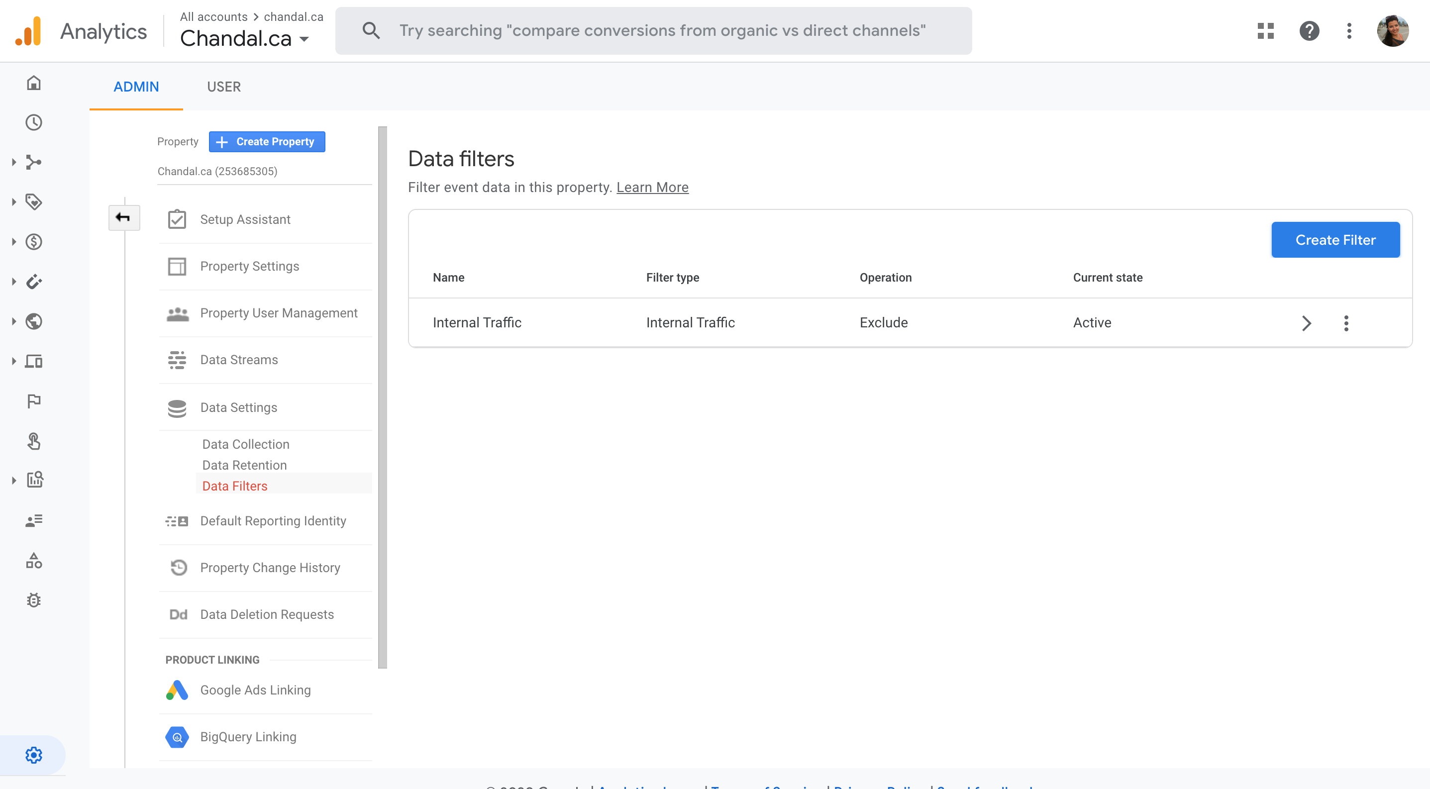 Criação de filtro do Google Analytics 4