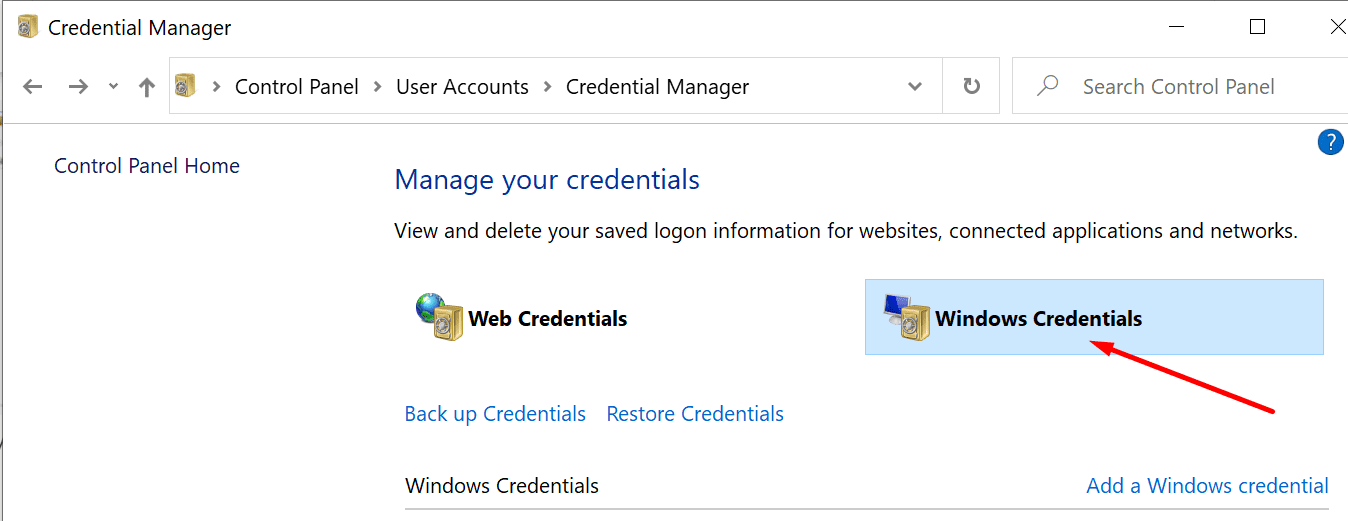 windows credentials pc