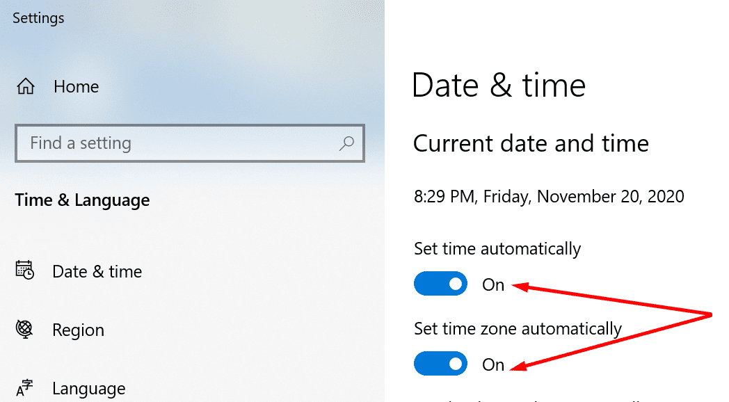 definir data e hora automaticamente windows 10
