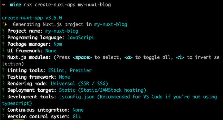 Criando um projeto Nuxt.js